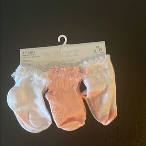 Robeez Ruffled Socks - Pink, White, and Cream